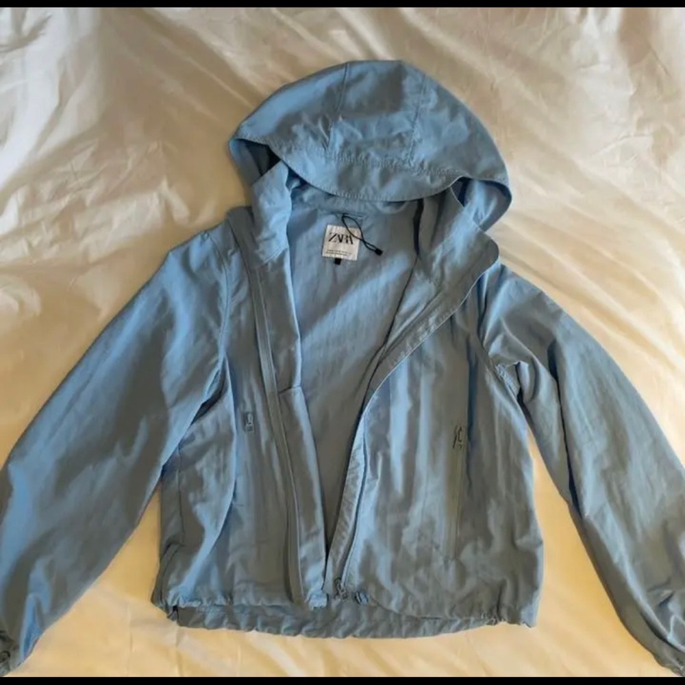 Zara Light Blue Rain Jacket